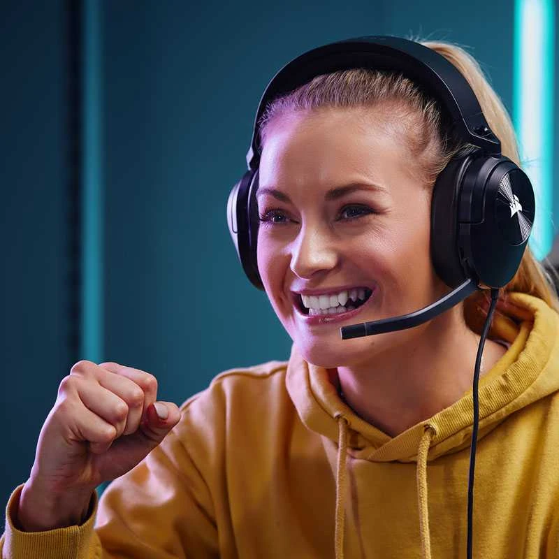Žaidimų ausinės Corsair HS55 Surround Headset Carbon, Juodos