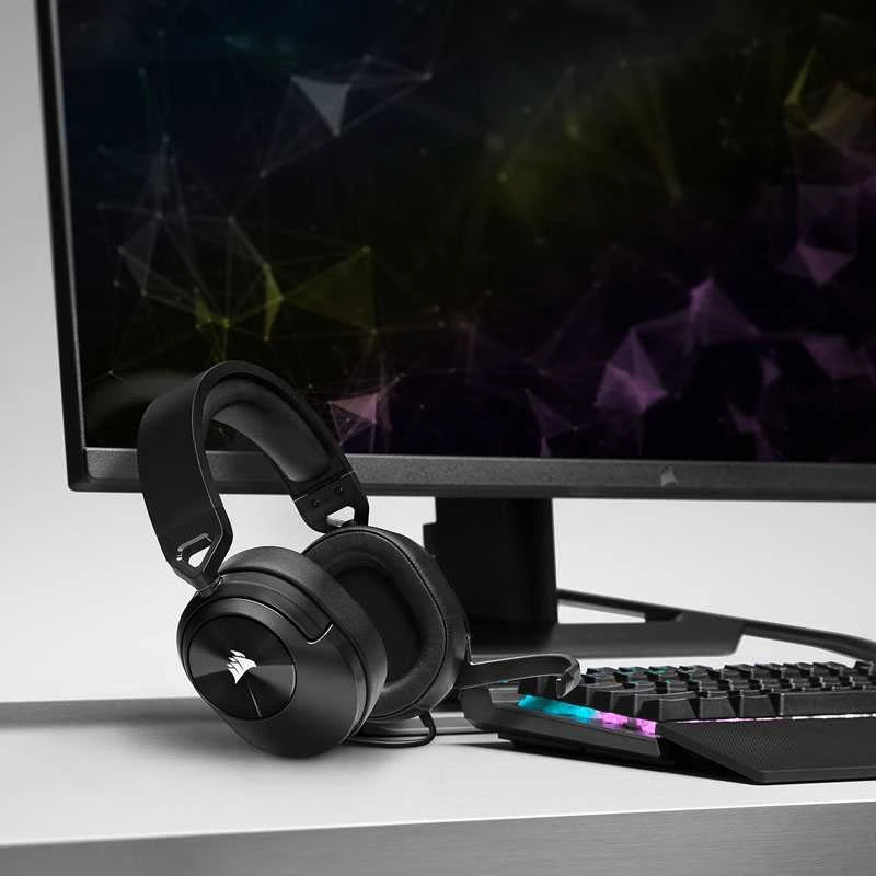 Žaidimų ausinės Corsair HS55 Surround Headset Carbon, Juodos