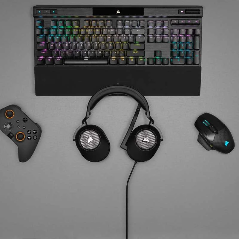 Corsair HS65 žaidimų ausinės, su laidu, Anglies pluošto spalvos