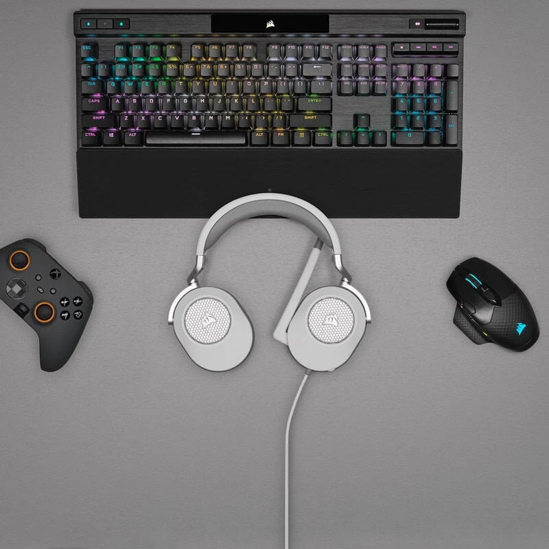 Corsair HS65 erdvinio garso ausinės, Su laidu, Baltos