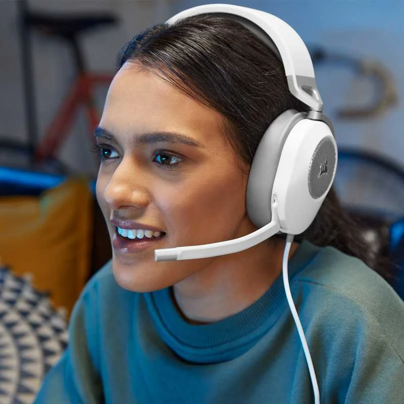 Corsair HS65 erdvinio garso ausinės, Su laidu, Baltos