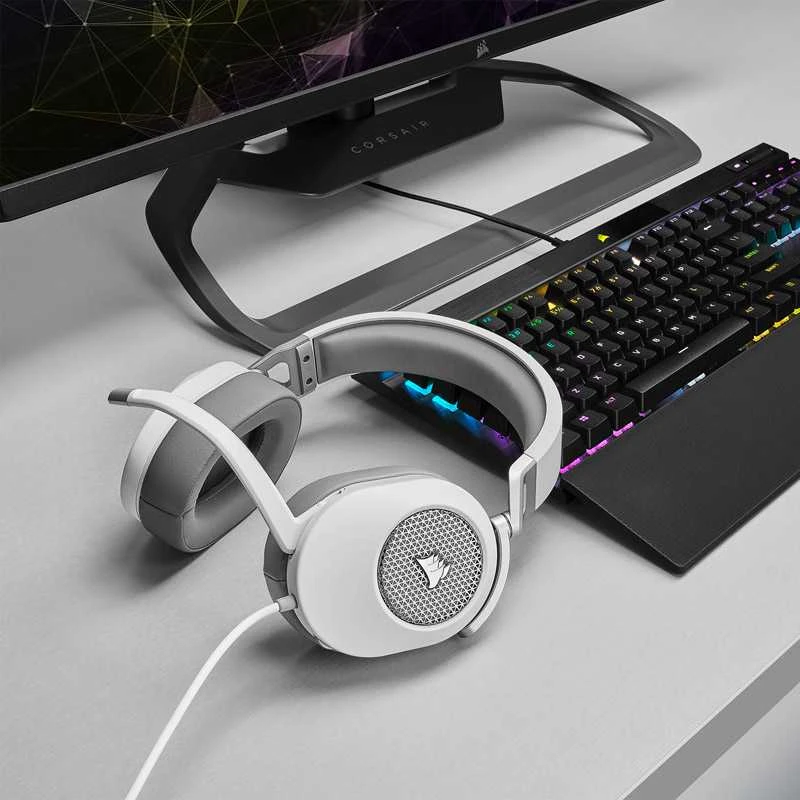 Corsair HS65 erdvinio garso ausinės, Su laidu, Baltos
