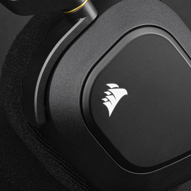 Belaidės Premium Žaidimų Ausinės Corsair HS80 RGB, Spatial Audio, Anglies spalvos