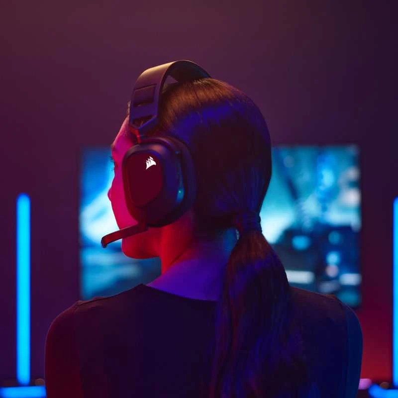 Belaidės Premium Žaidimų Ausinės Corsair HS80 RGB, Spatial Audio, Anglies spalvos