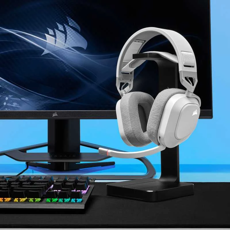 Corsair Ausinės Žaidimams HS80 RGB Su mikrofonu, Baltos, Over-Ear, Belaidės