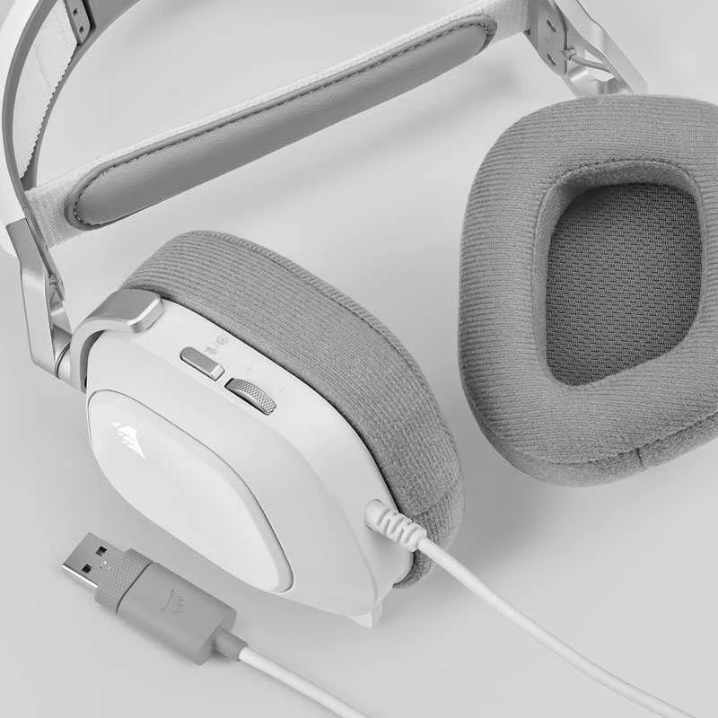 Corsair Ausinės Žaidimams HS80 RGB Su mikrofonu, Baltos, Over-Ear Su laidu