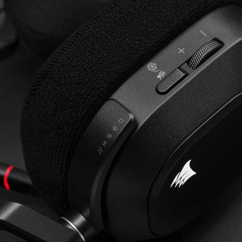 Žaidimų ausinės Corsair HS80 RGB Carbon, Juodos