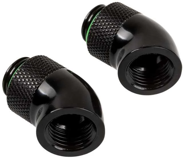 Corsair „Hydro X“ serijos adapteriai 45 laipsnių G1/4 colio lizdui - G1/4 colio kištukas - 2 vnt., pasukami, juodas