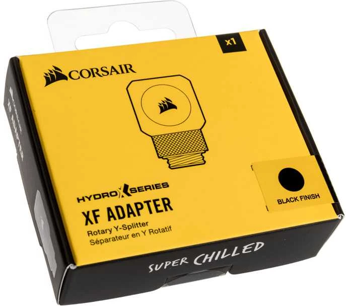 Corsair „Hydro X“ serijos XF adapteris Y formos skirstytuvas G1/4 colio AG į 2x G1/4 colio IG - pasukamas, juodas