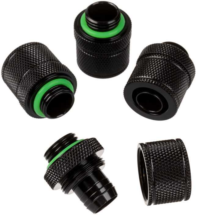 Corsair „Hydro X“ serijos XF jungtis, tiesi, G1/4 colio BSPP–13/10 mm – 4 vnt. pakuotėje, juodas