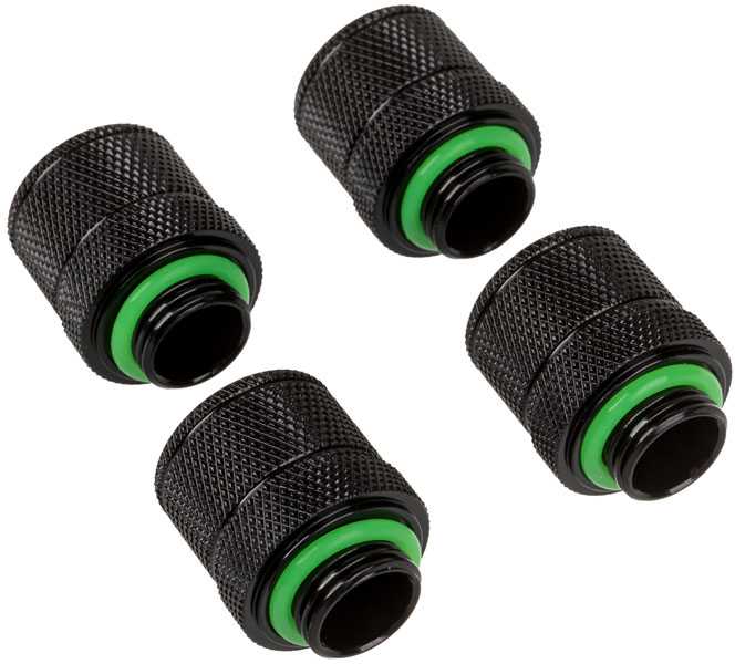 Corsair „Hydro X“ serijos XF jungtis, tiesi, G1/4 colio BSPP–13/10 mm – 4 vnt. pakuotėje, juodas