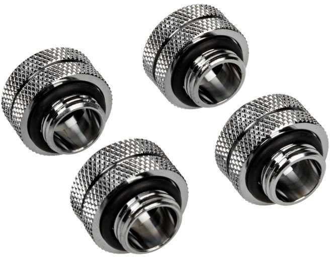 Corsair „Hydro X“ serijos XF kietos linijos jungtis, tiesi G1/4 colio iki 12 mm išorinio skersmens kieto vamzdžio – 4 vnt. pakuotėje, chromuota