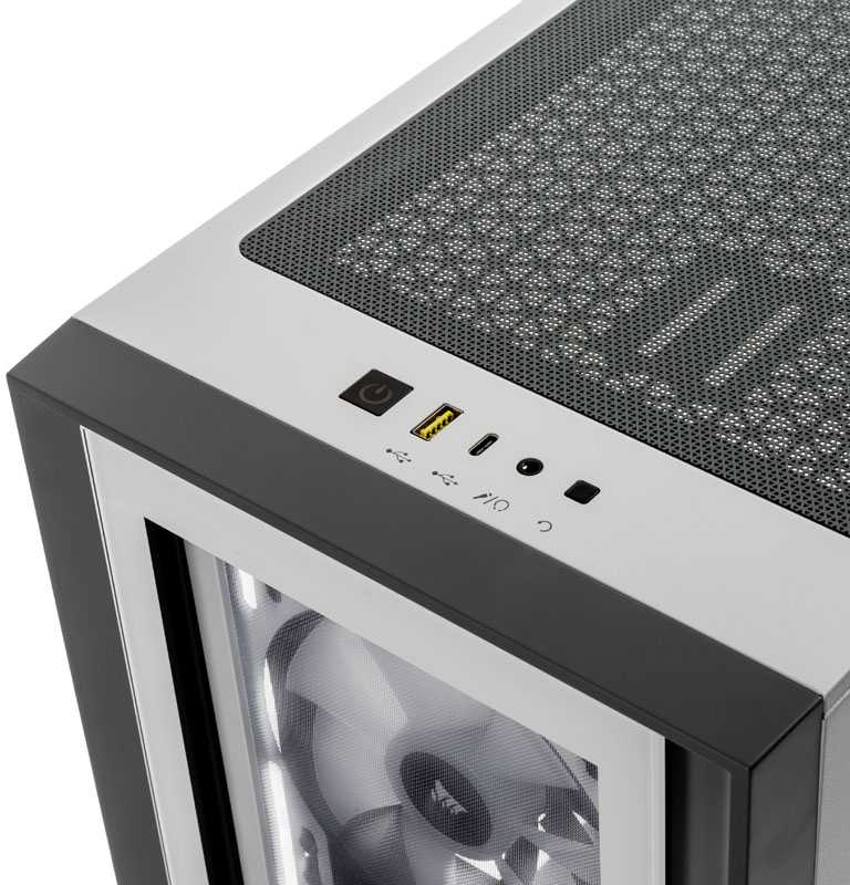 Korpusas Corsair iCUE 4000X RGB, tempered glass, baltas
