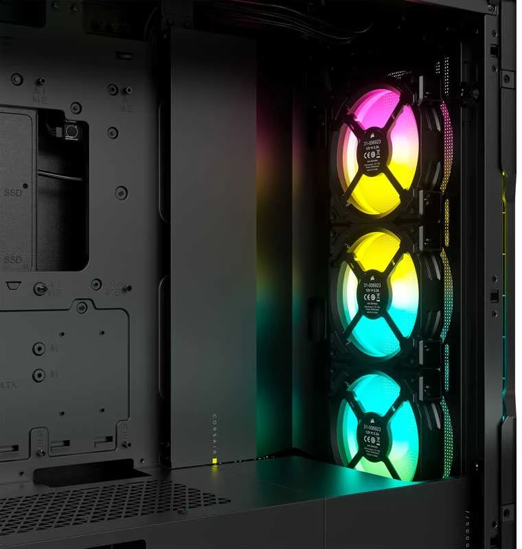 „Corsair“ | Grūdinto stiklo išmanusis korpusas | „iCUE 5000T RGB“ | Šoninis langas | Juodas | Vidutinio dydžio bokštas | ATX