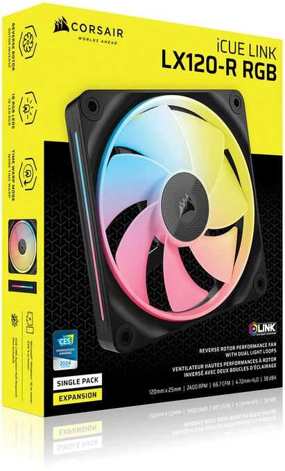 Corsair iCUE Link LX120-R RGB, PWM korpuso ventiliatorius – 120mm, juodos spalvos