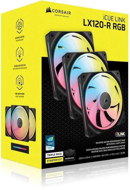 „Corsair iCUE LINK LX120-R RGB PWM“ 3 pakuočių rinkinys + šakotuvas CO-9051050-WW