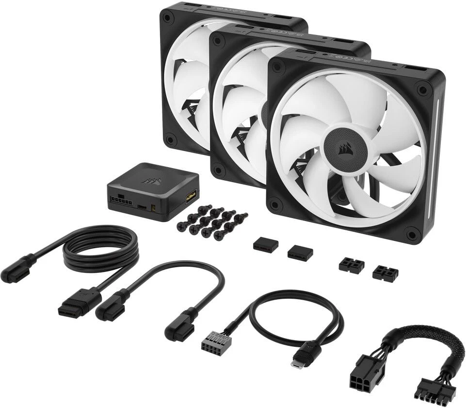 Corsair iCUE Link LX120 RGB, PWM korpuso ventiliatorius, 3er Pack – 120mm, juodos spalvos