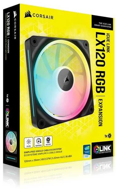 Corsair iCUE Link LX120 RGB, PWM korpuso ventiliatorius – 120mm, juodos spalvos