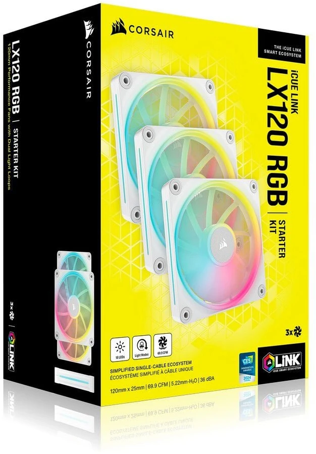 Corsair iCUE LINK LX120 RGB 3 baltų šviestuvų rinkinys CO-9051030-WW