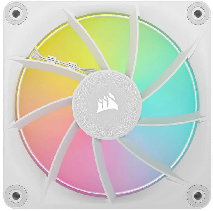 Corsair iCUE LINK LX120 baltas RGB ventiliatorius iš priekio