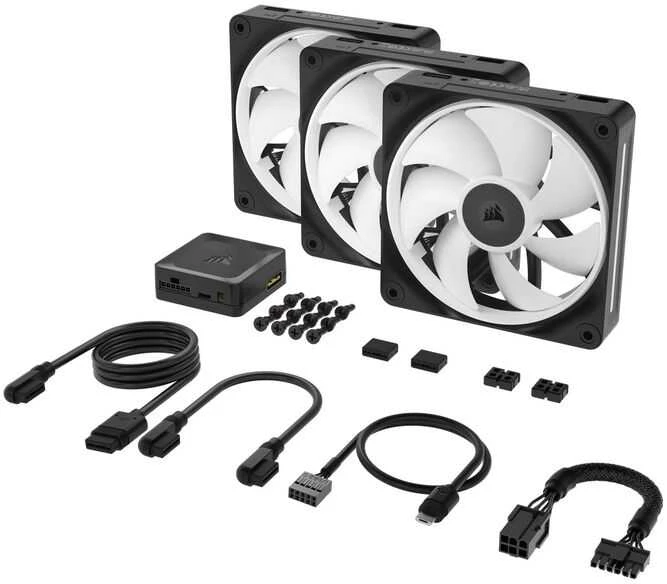 Corsair iCUE Link LX120 RGB, PWM korpuso ventiliatorius, 3er Pack – 120mm, juodos spalvos