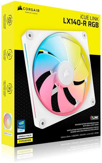Corsair iCUE Link LX140-R RGB, PWM korpuso ventiliatorius – 140mm, baltos spalvos