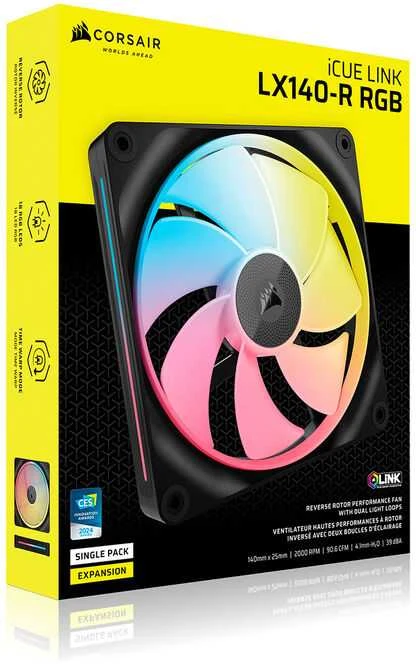 Corsair iCUE Link LX140-R RGB, PWM korpuso ventiliatorius – 140mm, juodos spalvos