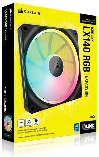 Corsair iCUE Link LX140 RGB, PWM korpuso ventiliatorius – 140mm, juodos spalvos
