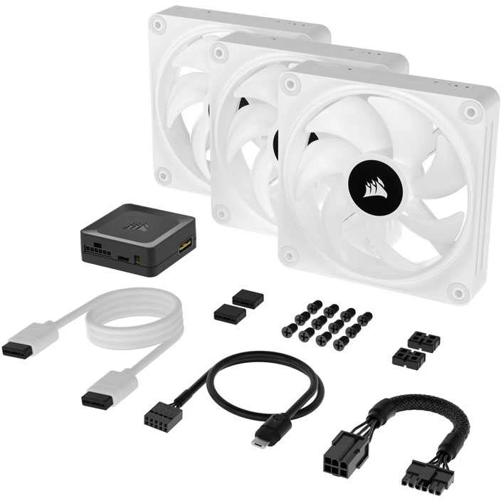 Corsair iCUE LINK QX120 RGB 3-pack + Hub CO-9051006-WW Baltas