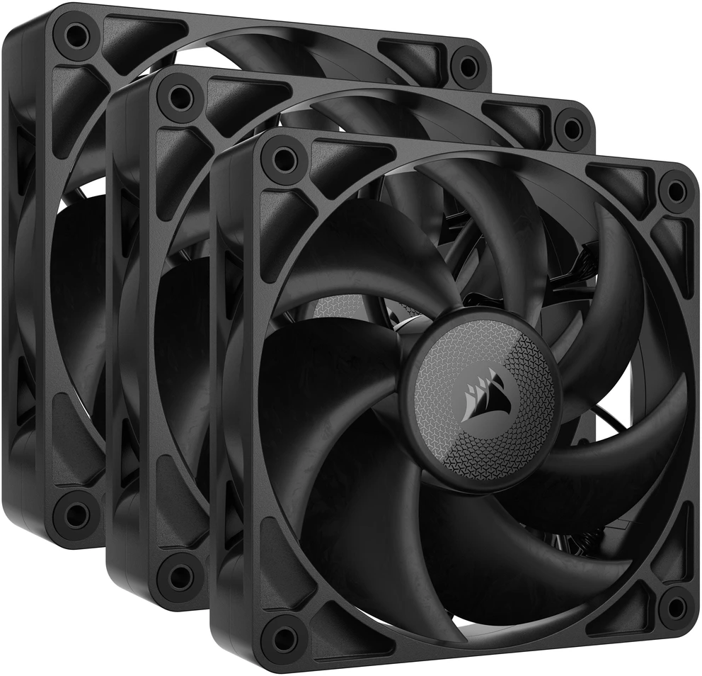 „Corsair iCUE LINK RX120 MAX“ serijos PWM ventiliatoriai, 3 vnt. pakuotėje – 120 mm, juodas