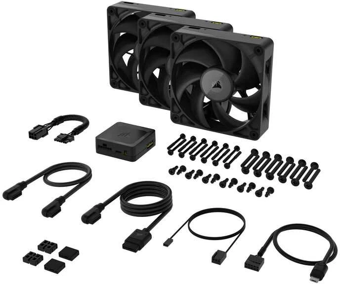 „Corsair iCUE LINK RX120 MAX“ serijos PWM ventiliatoriai, 3 vnt. pakuotėje – 120 mm, juodas