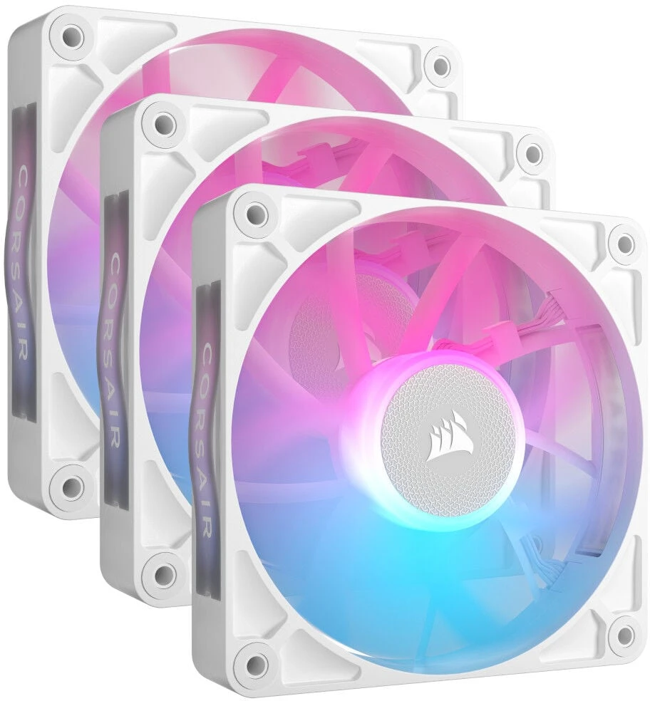 „Corsair iCUE LINK RX120 RGB“ serijos PWM ventiliatoriai, 3 vnt. pakuotėje – 120 mm, baltas