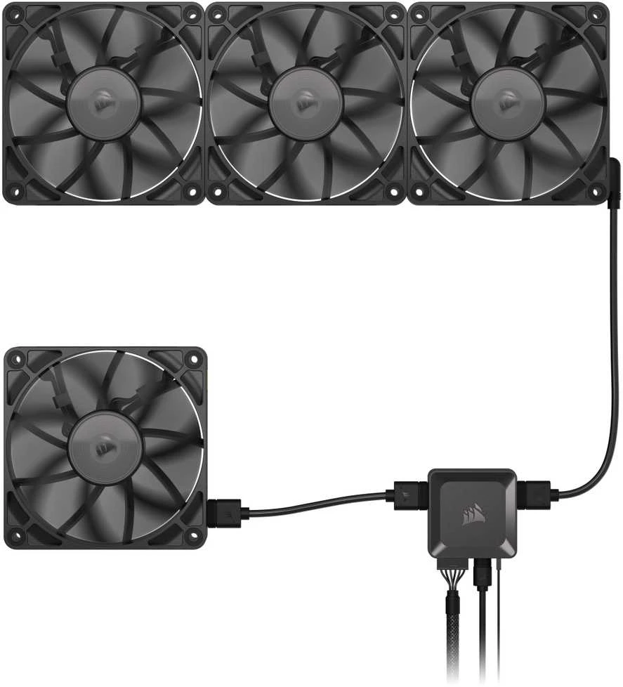 Corsair iCUE LINK RX120 Series, PWM korpuso ventiliatorius 3er Pack - 120 mm, juodos spalvos