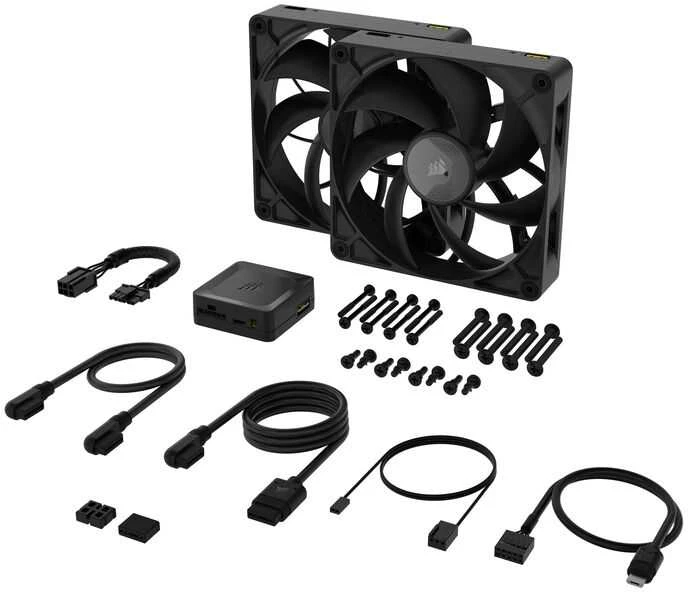 Corsair iCUE LINK RX140 MAX Series, PWM korpuso ventiliatorius 2er Pack – 140mm, juodos spalvos