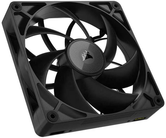 Corsair iCUE LINK RX140 MAX juodas ventiliatorius, kampinis vaizdas