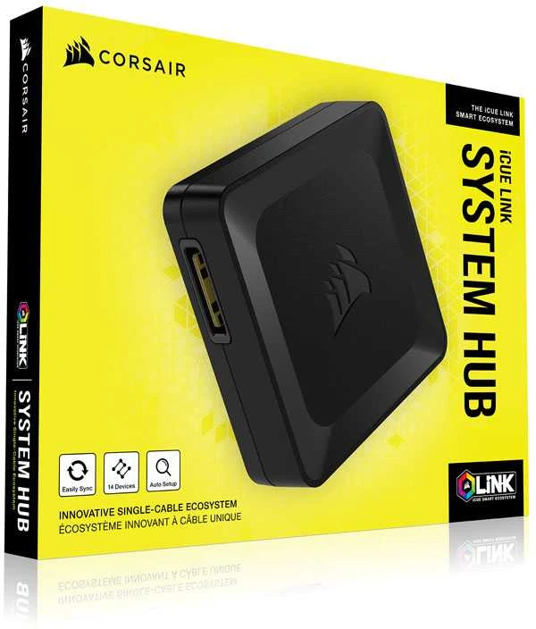 CORSAIR iCUE LINK System Hub automatically detects, synchronizes, and manages all your system cooling and RGB lighting by linking up to 14 devices, significantly reducing cabling complexity.