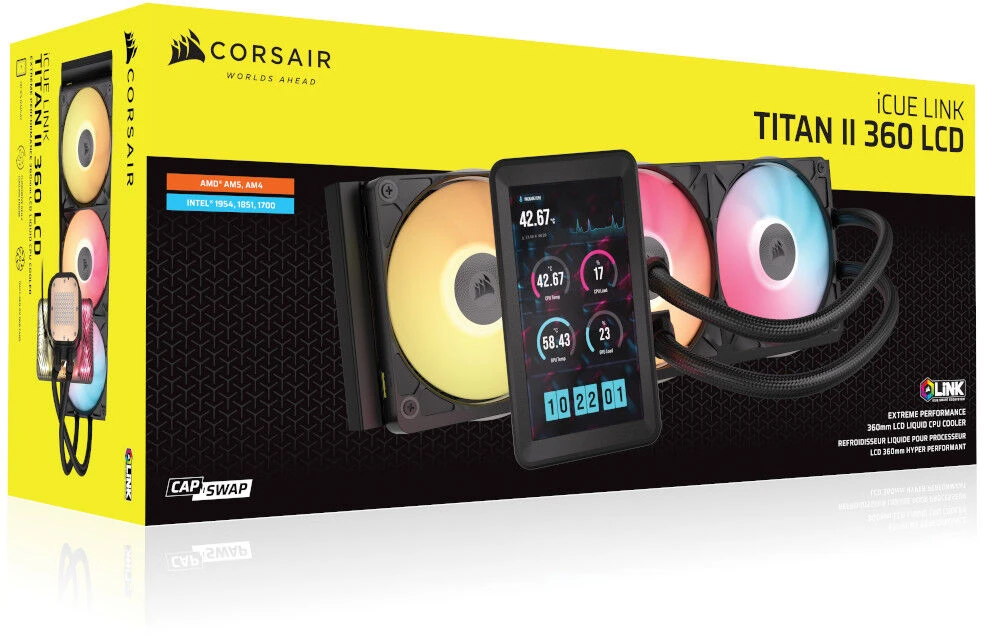 Corsair iCUE LINK TITAN II 360 RX LCD procesoriaus viskas viename skysčio aušintuvas 36 cm juodas 1 vnt.