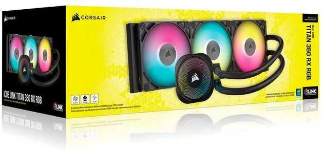 Corsair iCUE LINK TITAN RX RGB Procesorius Viskas viename skysčių aušintuvas 12 cm Juodas 1 vnt.