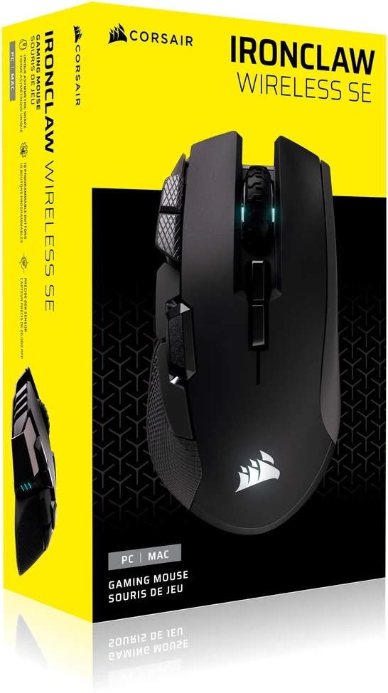 Corsair IRONCLAW SE | Pelė žaidimams | Belaidė/su laidu | 2.4GHz, Bluetooth, USB-C | Juoda