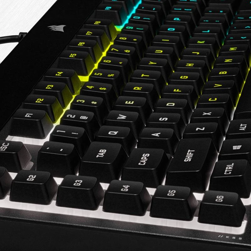 Žaidimų klaviatūra Corsair K55 RGB Pro su 5 zonų RGB pašvietimu, DE išdėstymas