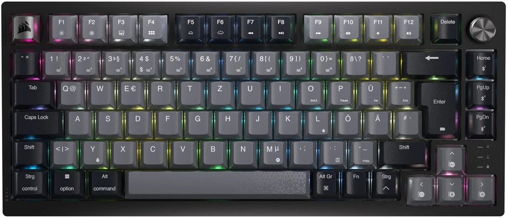 Corsair K65 Plus Wireless TKL Klaviatūra žaidimams, TKL (75%), Corsair MLX Fusion juodas, ISO (DE)