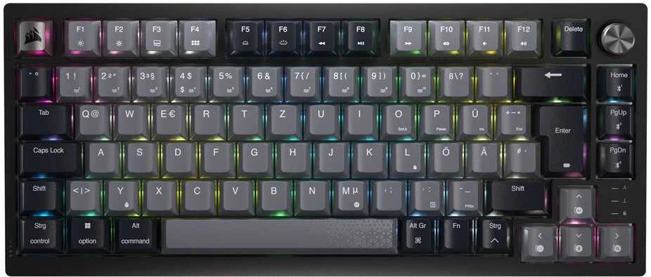 Corsair K65 Plus Wireless TKL Klaviatūra žaidimams, TKL (75%), Corsair MLX Fusion juodas, ISO (DE)