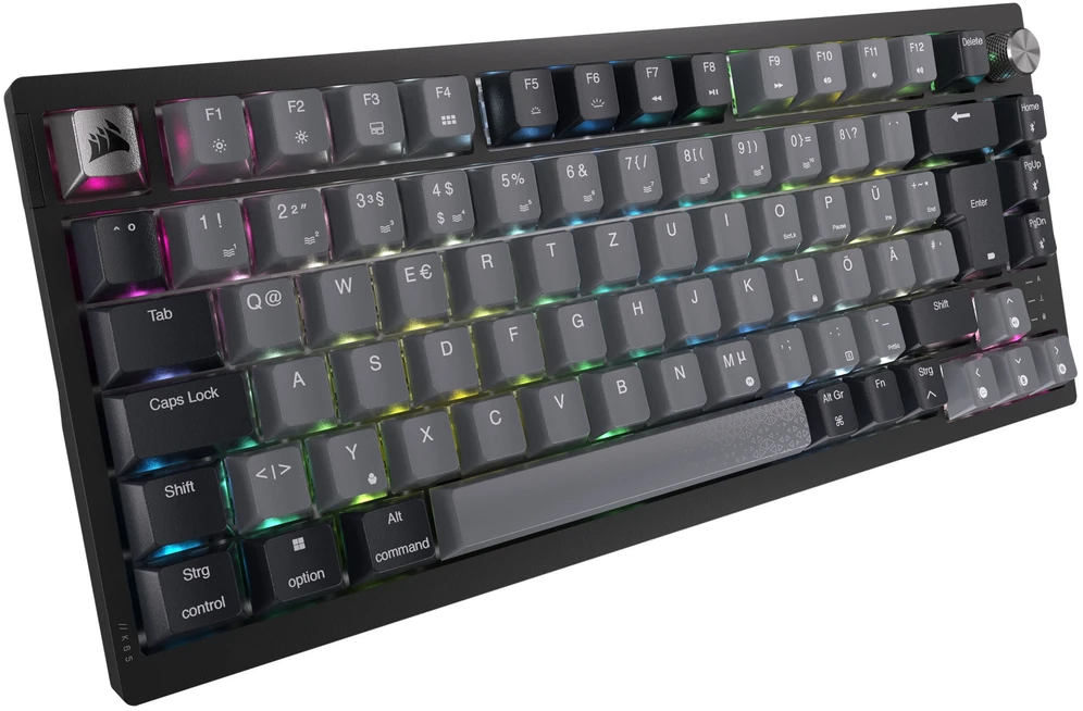 Corsair K65 Plus Wireless TKL Klaviatūra žaidimams, TKL (75%), Corsair MLX Fusion juodas, ISO (DE)