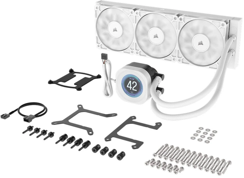 Corsair Nautilus RS 360 LCD ARGB „viskas viename“ „Vanduo Cooling“ – 360 mm, baltas