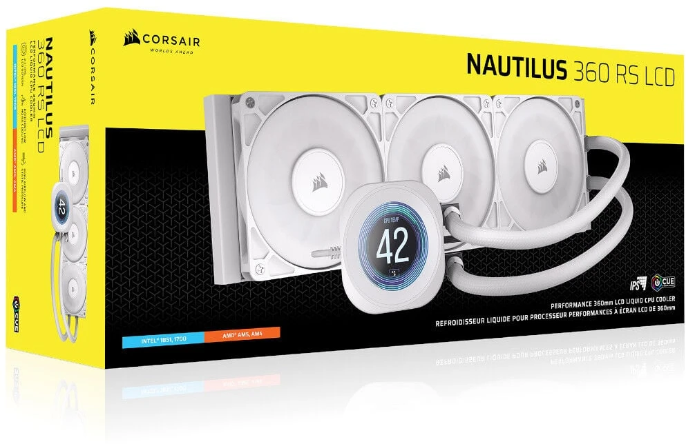 Corsair Nautilus RS 360 LCD ARGB „viskas viename“ „Vanduo Cooling“ – 360 mm, baltas