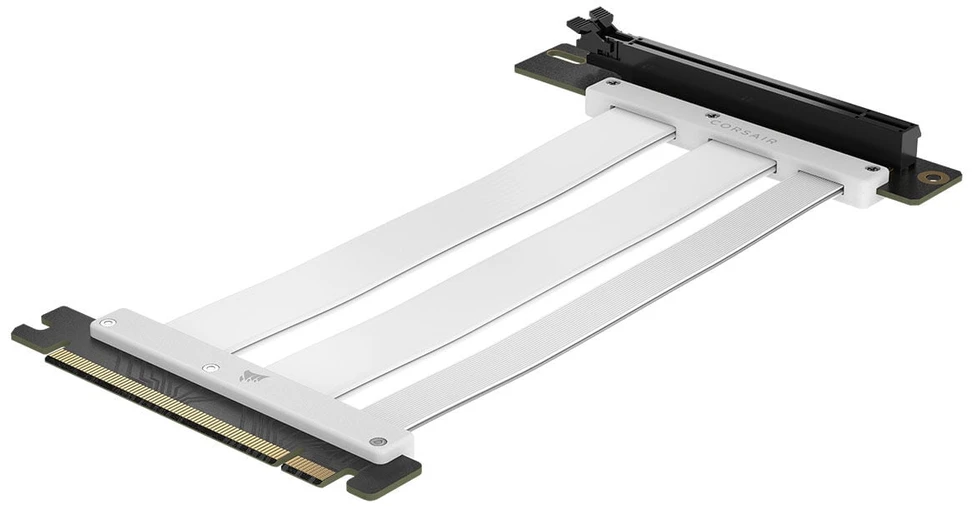 Vaizdo plokštė „Corsair Premium PCIe 5 Riser“ kabelis, 175 mm, x16 sąsaja – Baltas