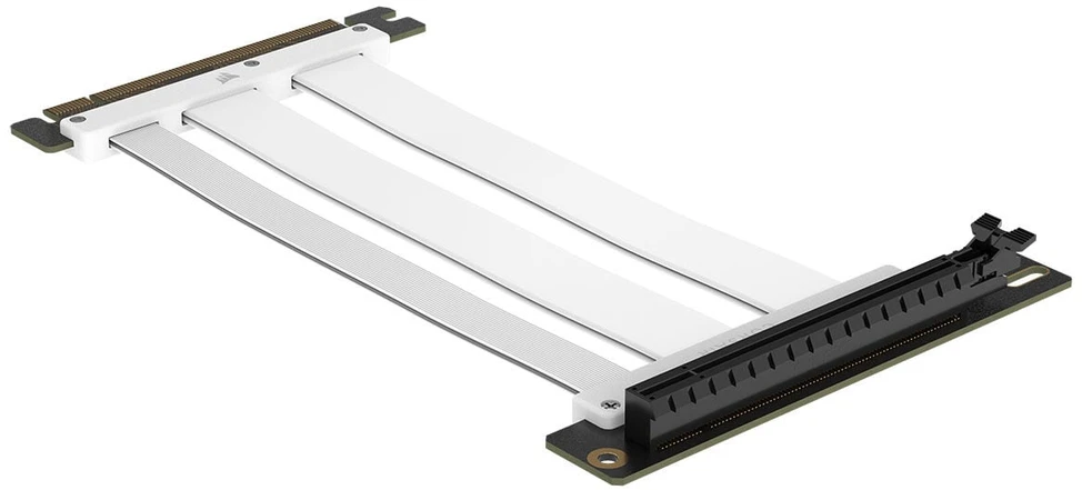 Vaizdo plokštė „Corsair Premium PCIe 5 Riser“ kabelis, 175 mm, x16 sąsaja – Baltas
