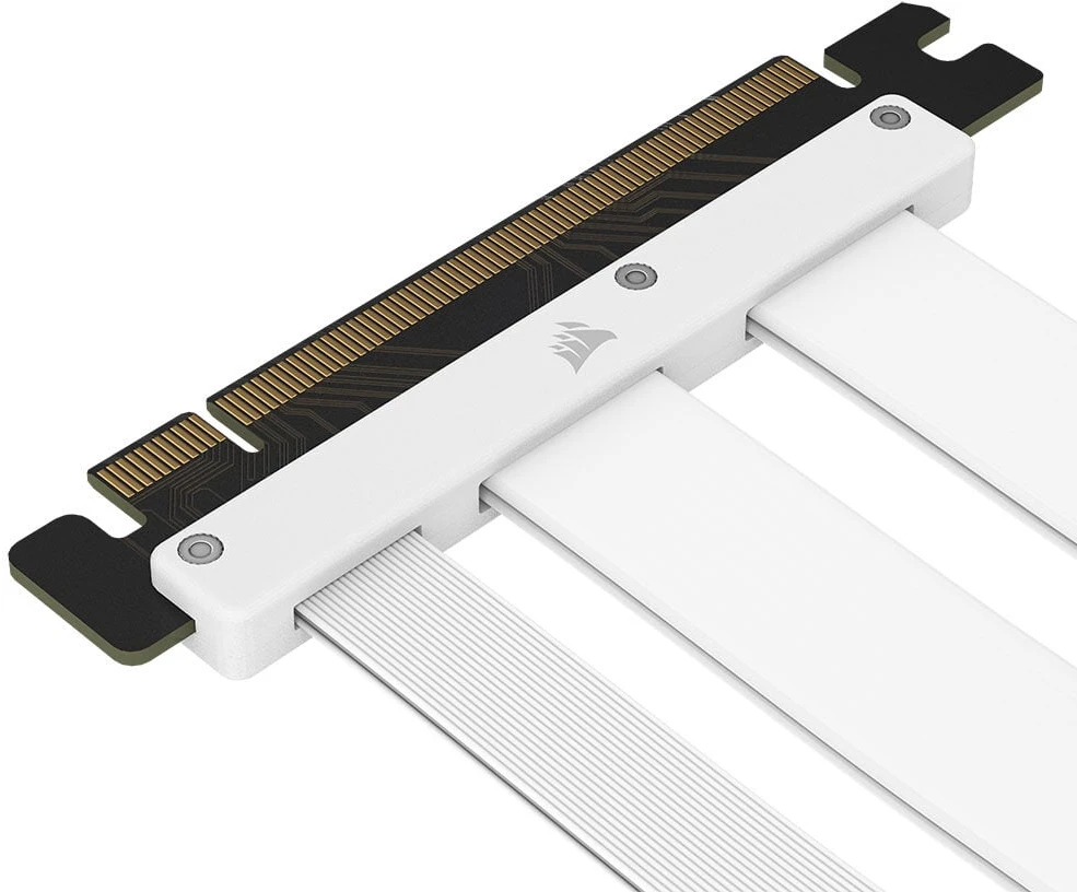Vaizdo plokštė „Corsair Premium PCIe 5 Riser“ kabelis, 175 mm, x16 sąsaja – Baltas