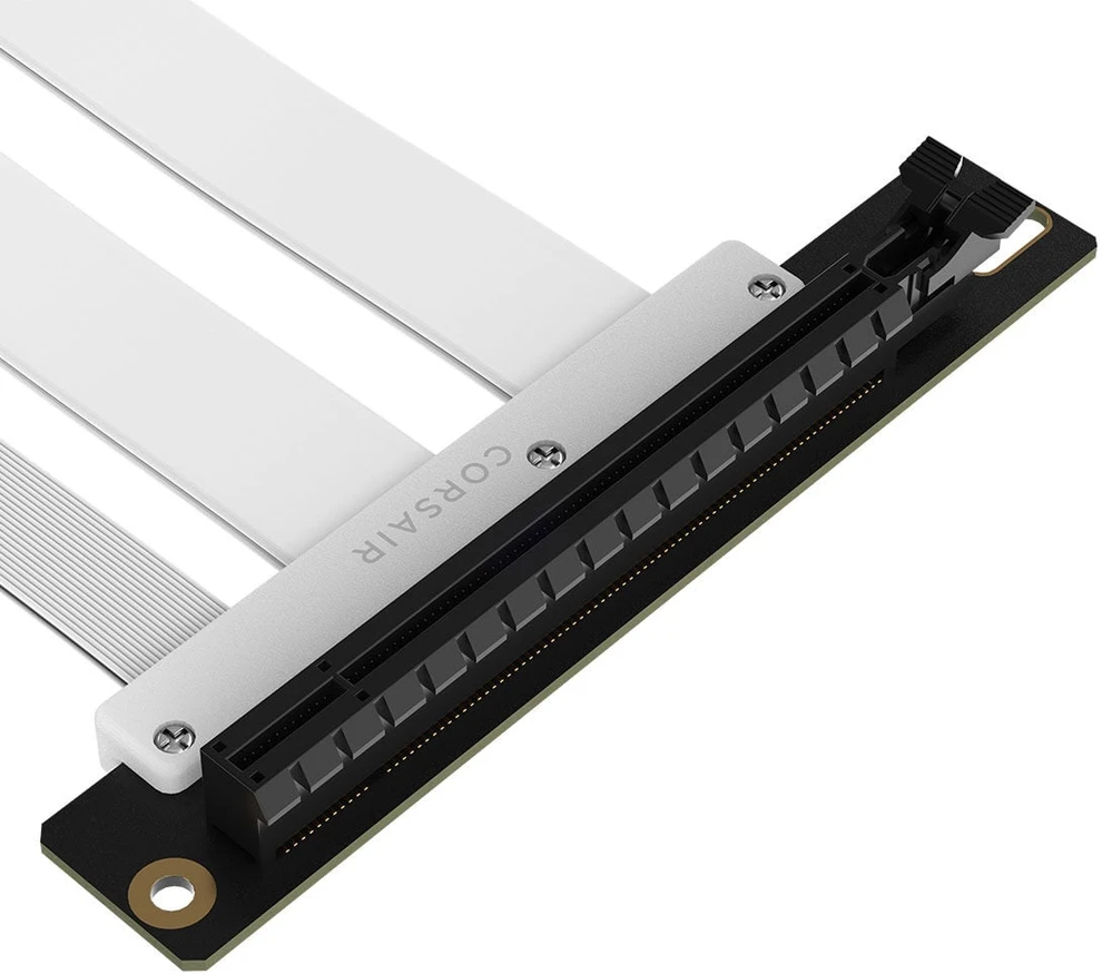 Vaizdo plokštė „Corsair Premium PCIe 5 Riser“ kabelis, 175 mm, x16 sąsaja – Baltas