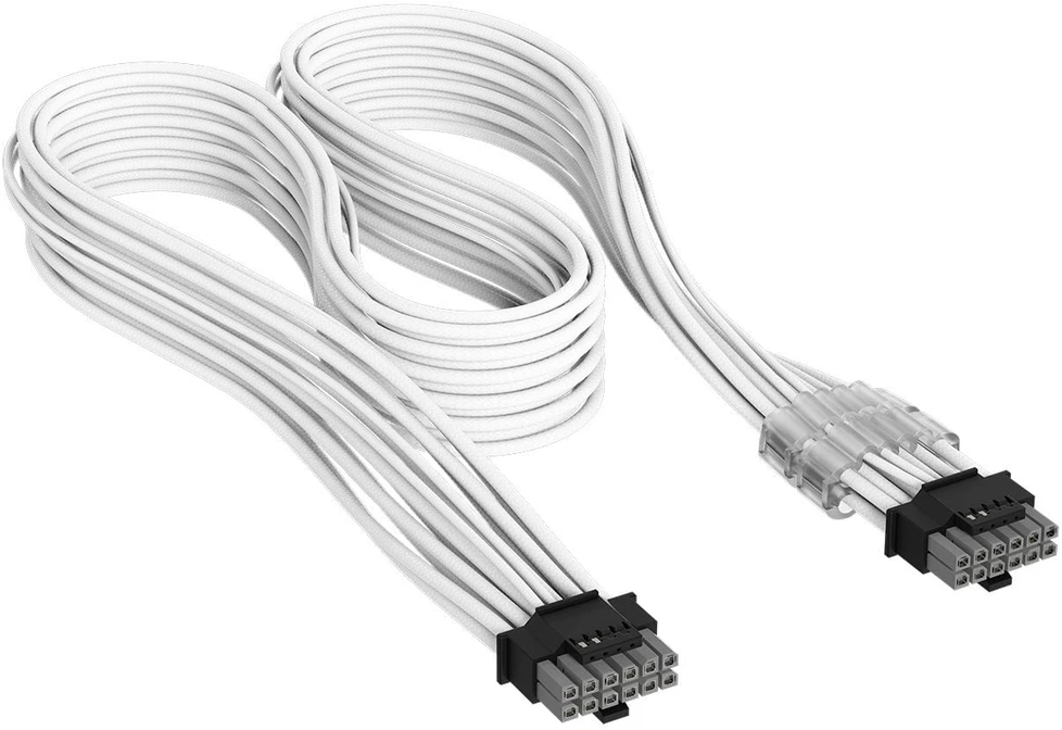 „Corsair Premium Sleeved“ 12V-2×6 į 12V-2×6 laidas, universalus – Baltas